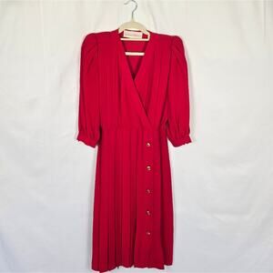 Vintage 1980s Richard Warren Cherry-Red Wrap Midi Dress Size 6-Nordstrom